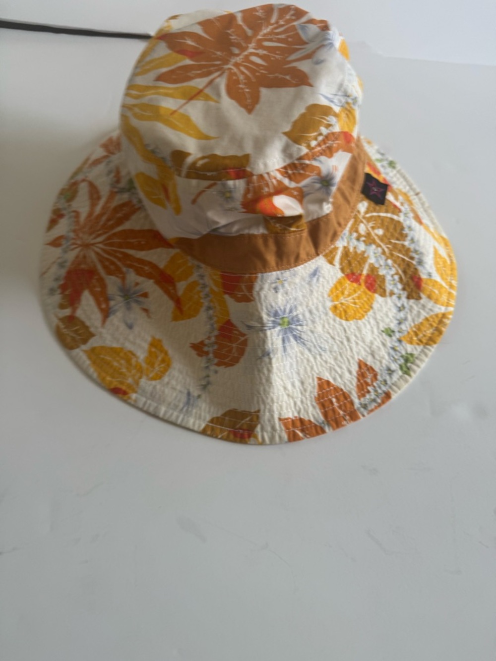 Women's Floral Sun Bucket Hat - Mustard & Cream - Picture 7 of 7